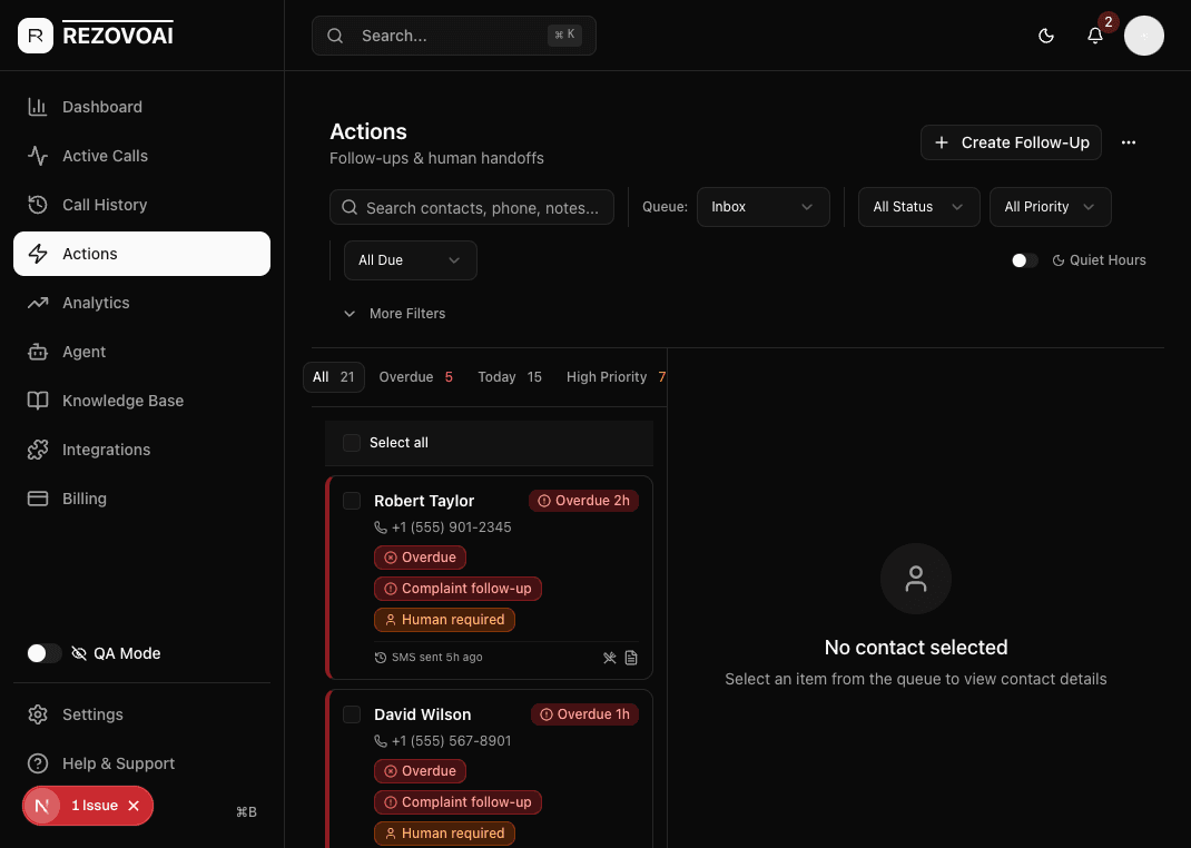 Rezovo AI dashboard demo